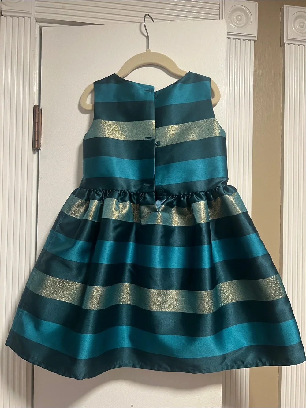The Children's Place Teal, Green & Gold Striped Party Dress